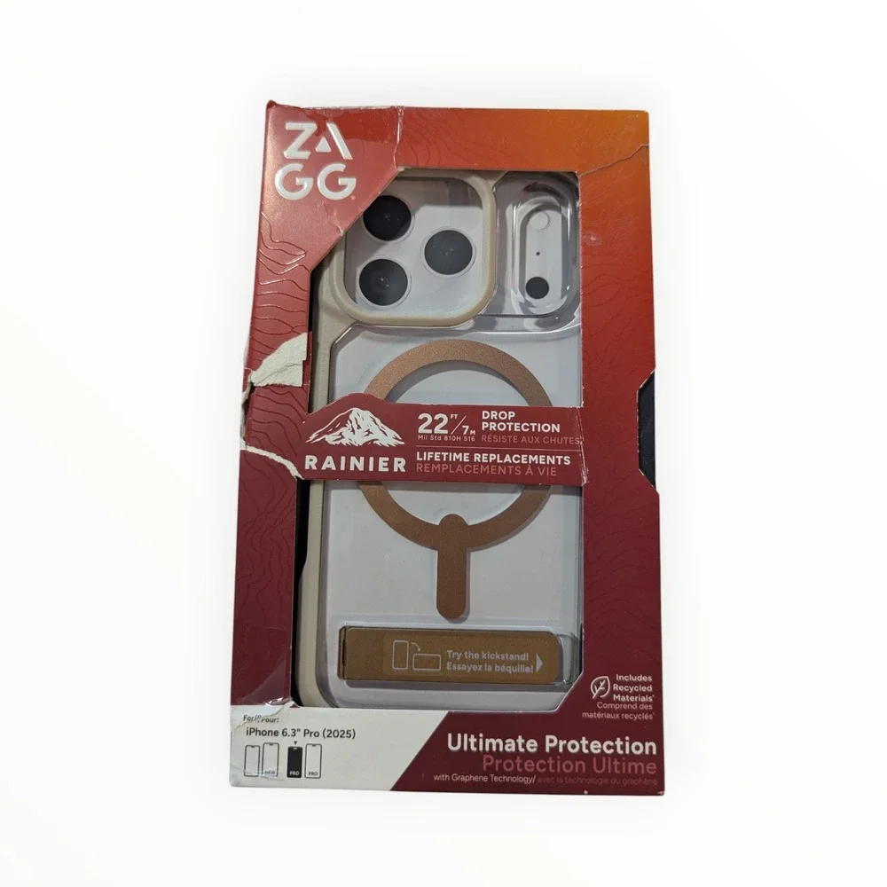 V6-O ZAGG Rainier Ultimate Protection Kickstand Case For iPhone 17 Pro Sandstone